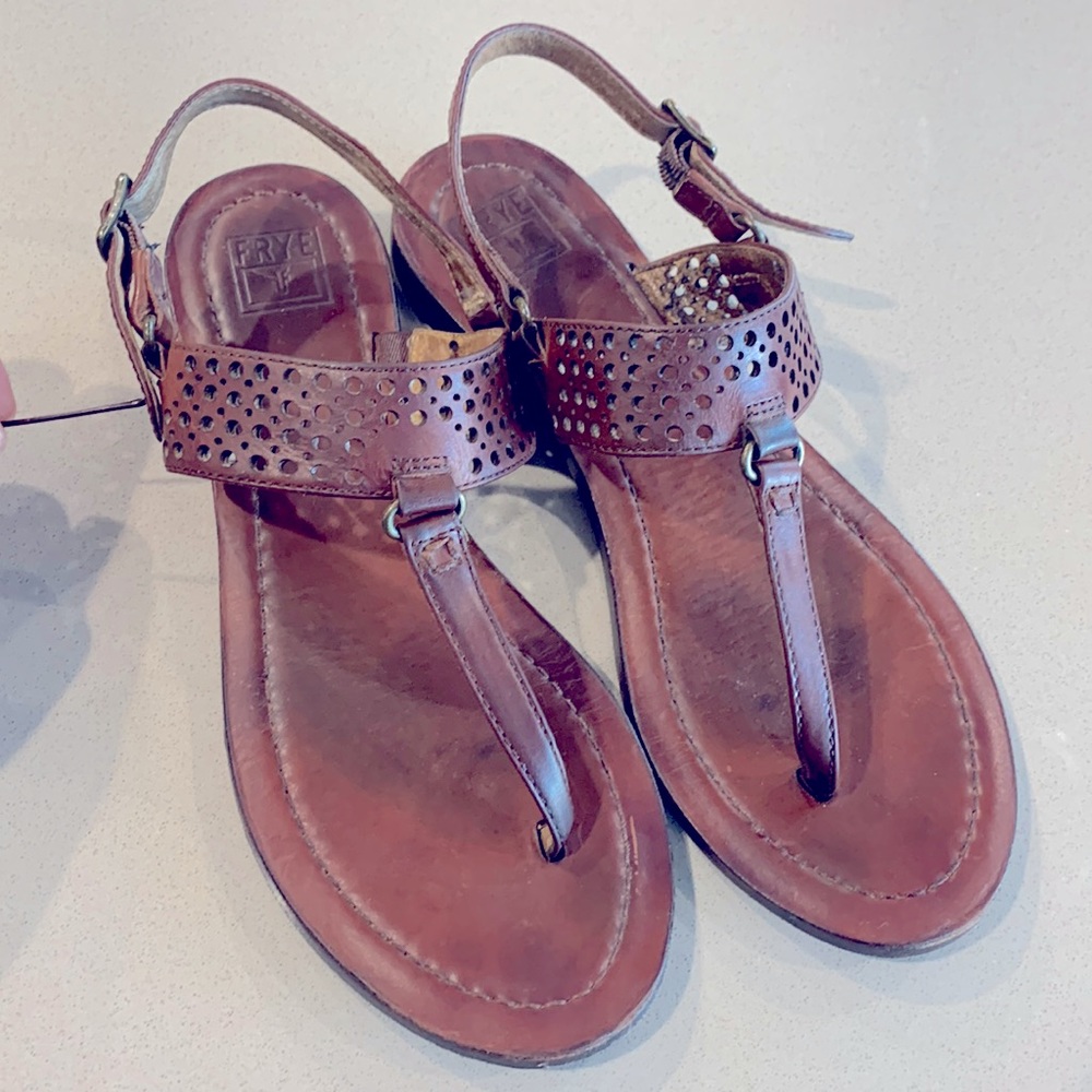 Frye Rachel Perf Sling- Brown leather